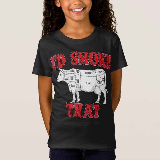 BBQ |ID Rökning av Kow BBQ I Grilling Grillmasters T Shirt (Framsida)