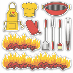 BBQ-ikonuppsättningens etiketter