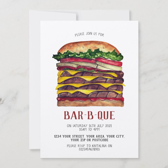 BBQ-inbjudan jättehamburgare Inbjudningar (Framsida)