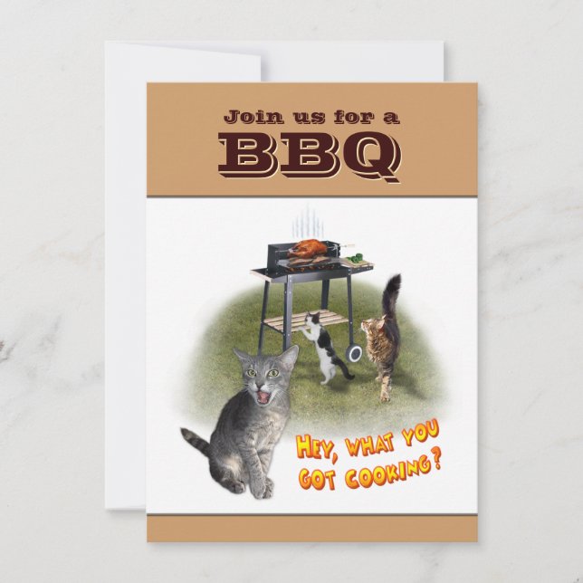 BBQ-inbjudan med katter Inbjudningar (Framsida)