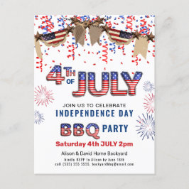 BBQ-inbjudan till Independence day Fireworks Confe Vykort