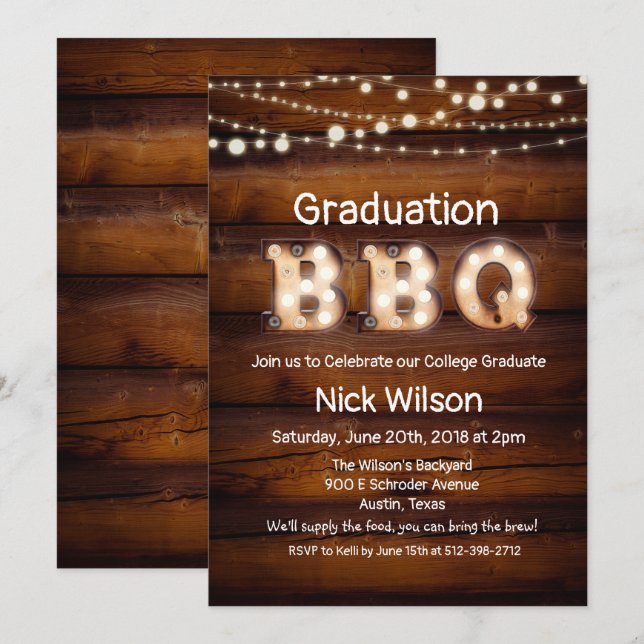 BBQ-inbjudan till Rustic Studenten Inbjudningar (Fram/baksida)