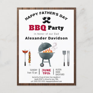BBQ-inbjudan till Rustic Wood Fars dag Vykort
