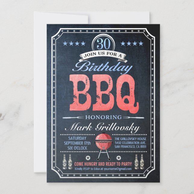 BBQ-inbjudningar till 30års födelsedag | Chalkboar Inbjudningar (Framsida)