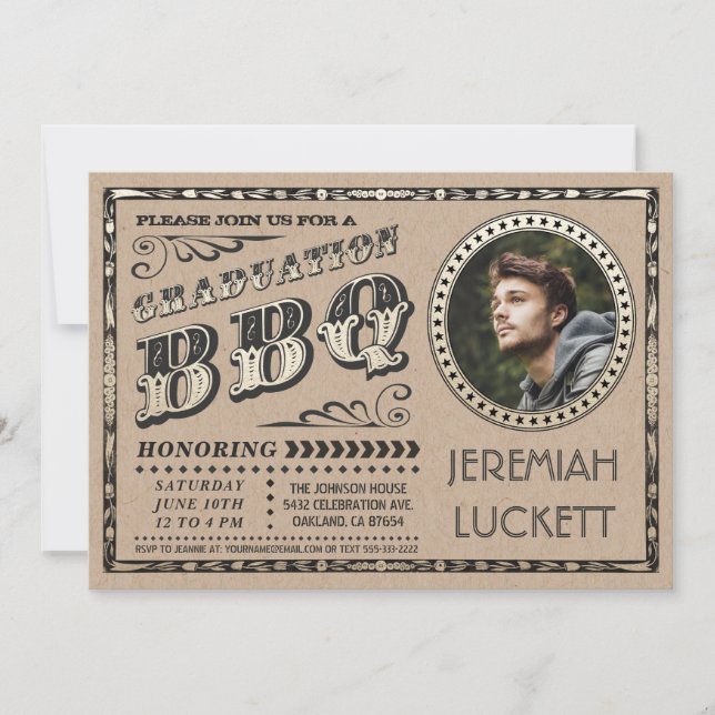 BBQ-inbjudningar till studenten | Anpassningsbar P Inbjudningar (Framsida)