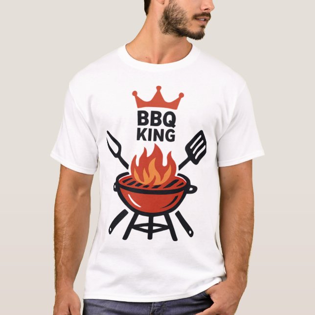 BBQ King Crown och Grill Master Logotyp T Shirt (Framsida)