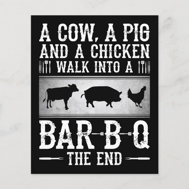 BBQ | Kon A Gris och kyckling i BBQ Flygblad (Framsidan)