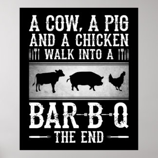 BBQ | Kon A Gris och kyckling i BBQ Poster