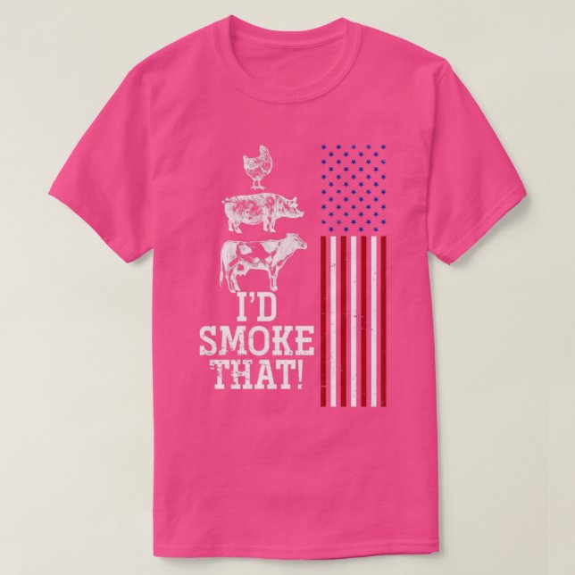 BBQ Kött Smoking American Flagga US Retro Barbecue T Shirt (Design framsida)