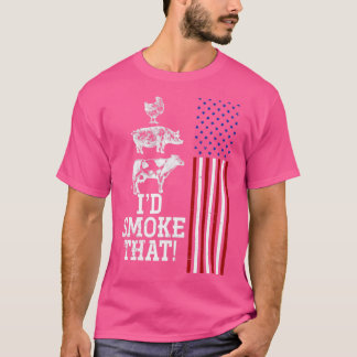 BBQ Kött Smoking American Flagga US Retro Barbecue T Shirt