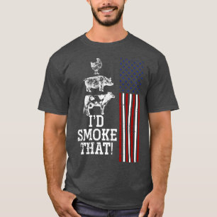 BBQ Kött Smoking American Flagga US Retro Barbecue T Shirt