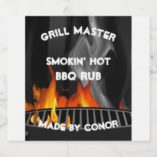 BBQ-krydda 4 x 3,5" mat- och drycketikettset Ölflaska Etikett