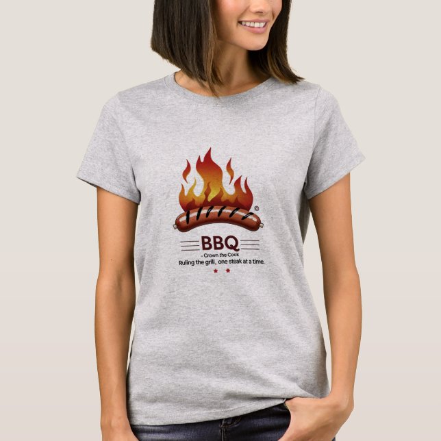 BBQ Kung - Fold & Roligt Tee for Backyard Queens (Framsida)