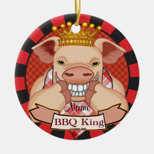 BBQ-kung Gris-ornament Julgransprydnad Keramik (Framsidan)