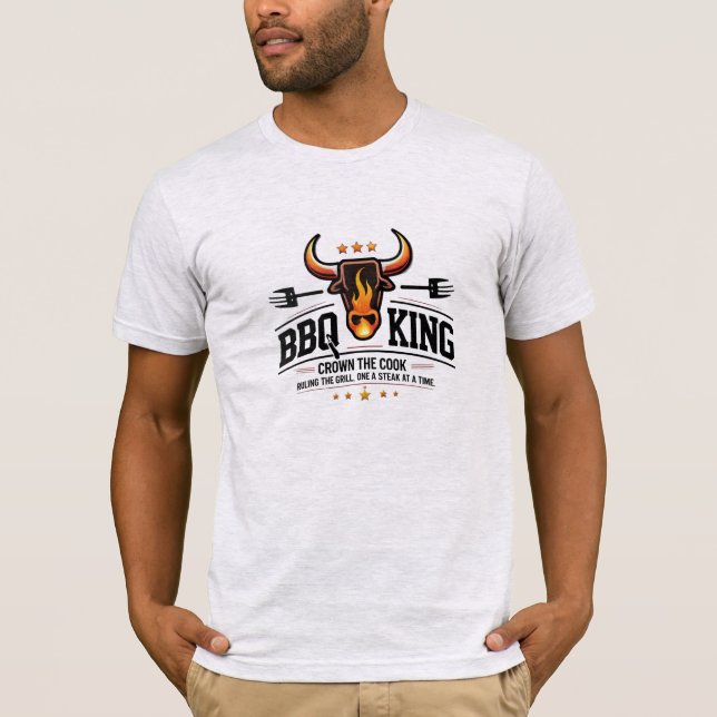 BBQ Kung - Premium Bull Flame Tee for Grill Master (Framsida)