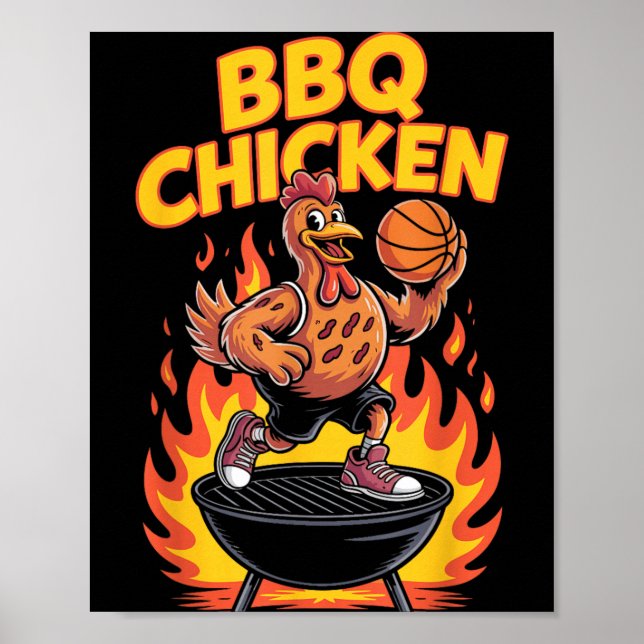 BBQ Kyckling Rolig Basket Grill Design Poster (Framsidan)