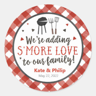 BBQ Lägga till mer Kärlek S'mores Baby-Q Baby Show Runt Klistermärke