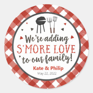 BBQ Lägga till mer Kärlek S'mores Baby-Q Baby Show Runt Klistermärke