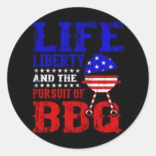 BBQ & LIBERTY Patriotic USA Incependence Day 4 Runt Klistermärke