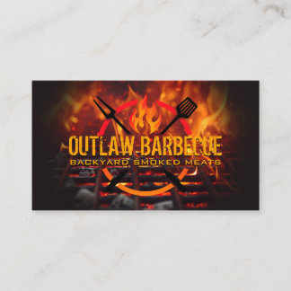 BBQ-logotyp | Brandgaller och kol Visitkort