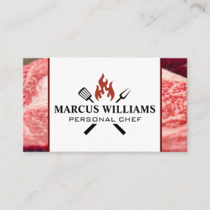 BBQ-Logotyp Raw Steaks Visitkort