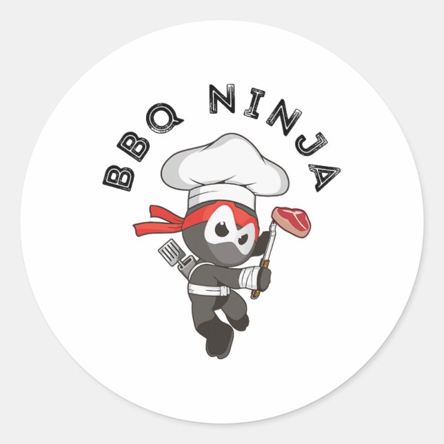 Bbq Ninja Runt Klistermärke (Framsida)