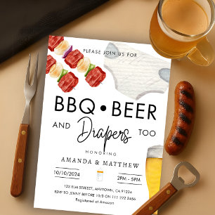 BBQ-öl, blöjor Avslappnad Par Shower Inbjudningar