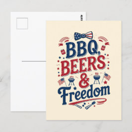 BBQ, Öl & Freedom - Retro 4:e juli Vibes Vykort