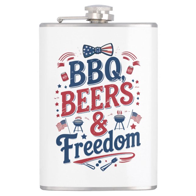 BBQ, öl & frihet – Retro 4 juli-känslor Fickplunta (Framsidan)
