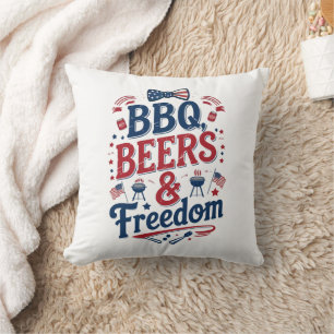 BBQ, öl & frihet – Retro 4 juli stämning Kudde