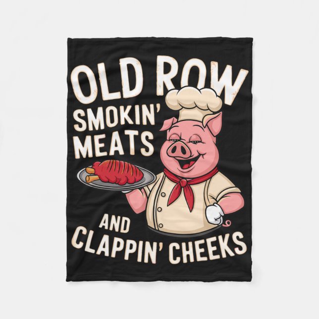 Bbq Old Row Smoking Meats And Clappin Cheeks 1  Fleecefilt (Framsidan)