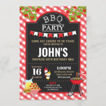 BBQ Övergripande Födelsedagsfest - Åldersinbjudan