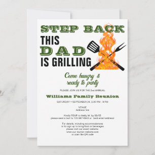 BBQ Pappa Grillar Rolig Årlig Familjeåterförening Inbjudningar
