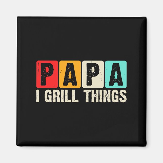 BBQ Pappa Jag Grillar Saker Retro Trädgårdskokning Magnet (Framsidan)