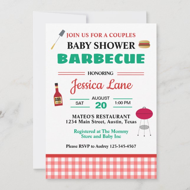 BBQ Parbabykalas för par Inbjudningar (Framsida)