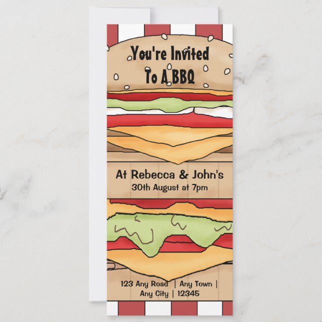 BBQ Party Big Burger Inbjudningar (Framsida)