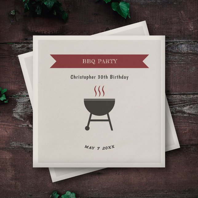 BBQ Party Birthday Pappersservett (BBQ Party Birthday Napkin)
