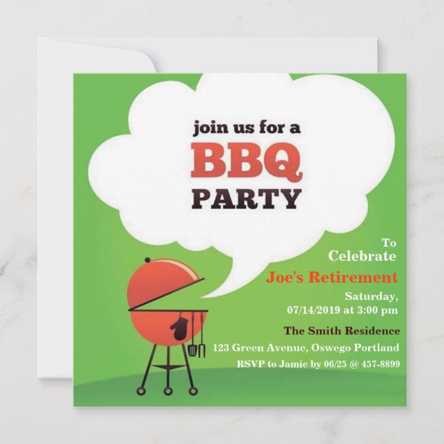 BBQ Party på inbjudan till Gräsmatta- eller backya (Framsida)