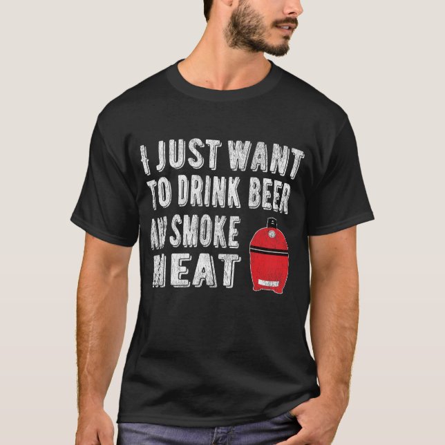 BBQ Pitmaster Drink Beer Smoke Kött T Shirt (Framsida)