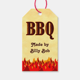 BBQ Red Flames Anpassningsbar Canning eller Gift M Presentetikett