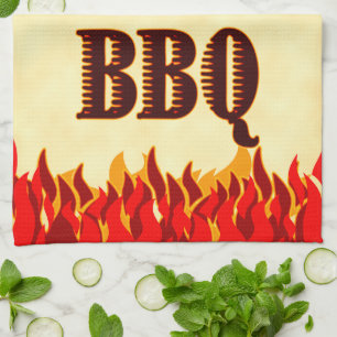 BBQ Red Flames Kitchen Towel Kökshandduk