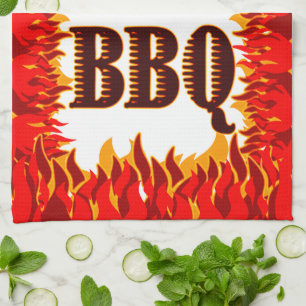 BBQ Red Flames Kitchen Towel Kökshandduk