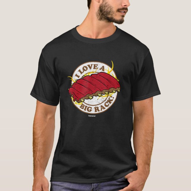 BBQ Ribs T Shirt I Kärlek a Big Rack Tee (Framsida)