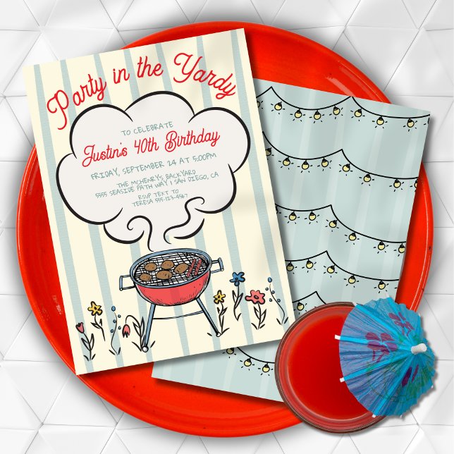 BBQ Rökgillestid i trädgården Inbjudningar (Skapare uppladdad)