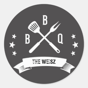 BBQ Round Anpassningsbar-etikett Runt Klistermärke