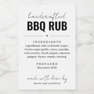 BBQ Rub Barbeque Seasoning Blend Burk etikett Gift