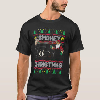 BBQ Santa Grilling Roast on Smoker T Shirt