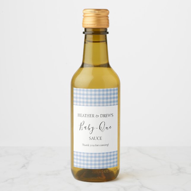 BBQ Sauce Anpassningsbar Baby Shower Barbecue Boy  Vinetikett (Framsida)