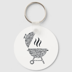 Bbq Shape Collage Silhouette Grill Cook Shirt Byrb Nyckelring