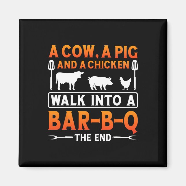 Bbq Shirt A Cow Magnet (Framsidan)